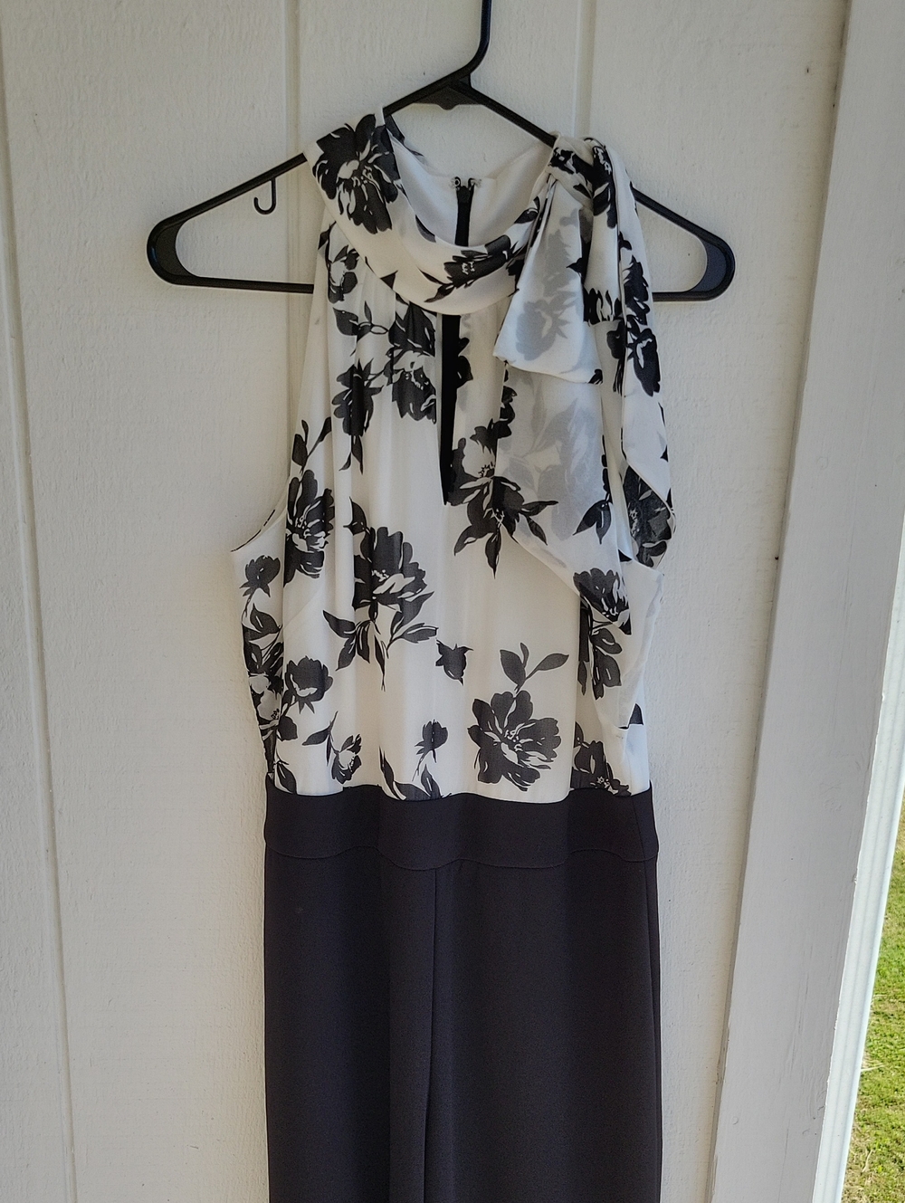 White House Black Market Black & White Floral Pant Dress